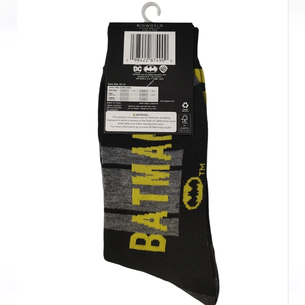 Batman Crew Socks Unisex DC Comics